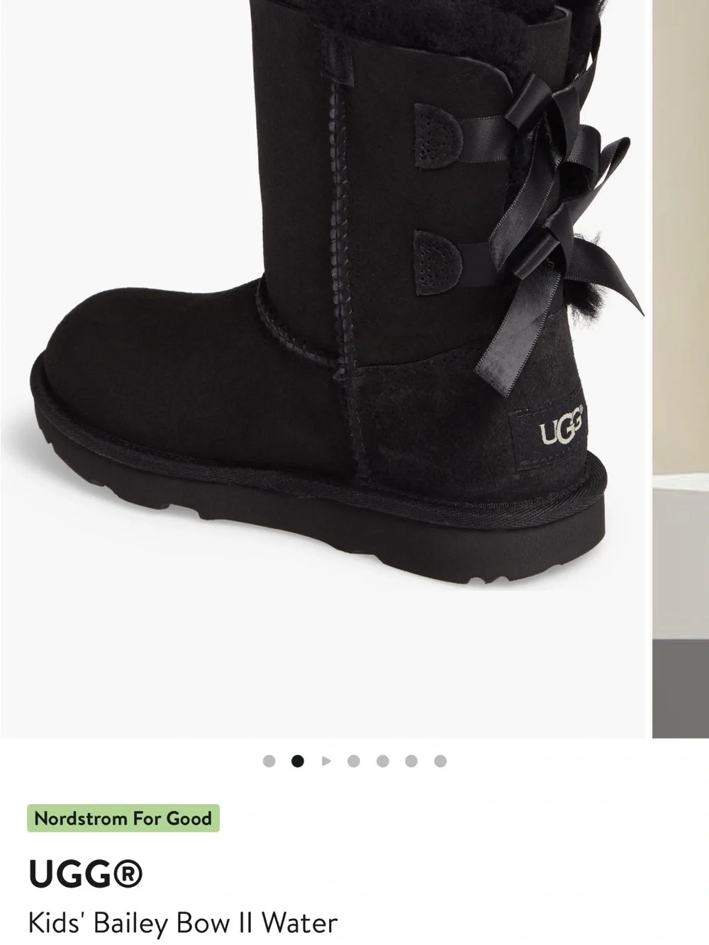 UGG Kids Bailey Bow II Fur-Trim Boots in Black